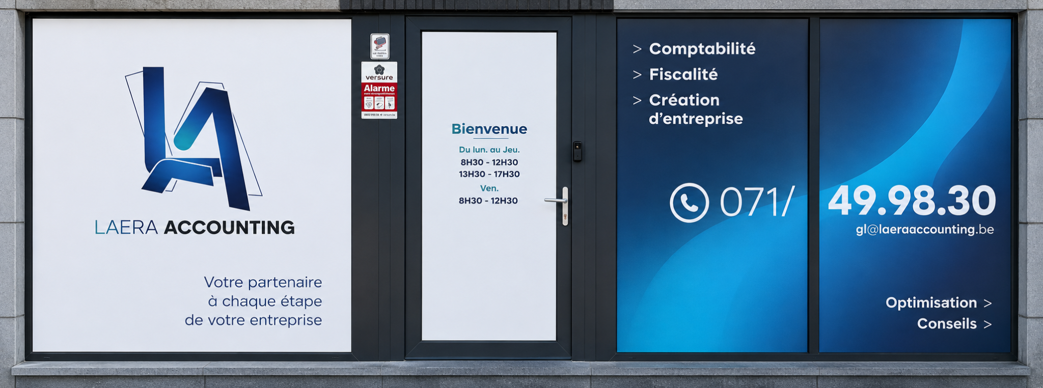 Façade du bureau LaeraAccounting à Châtelineau